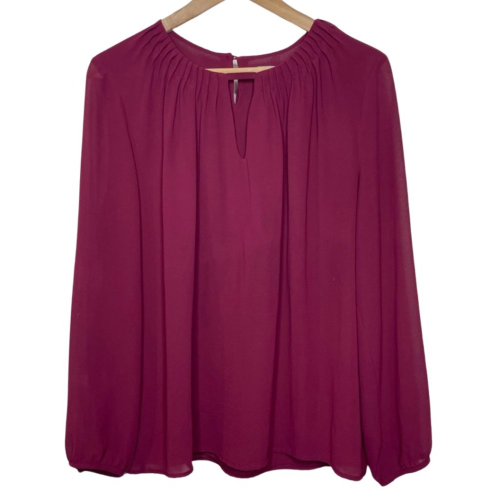 NAKED ZEBRA | Long Sleeve Lightweight Raspberry Red Blouse | Size L